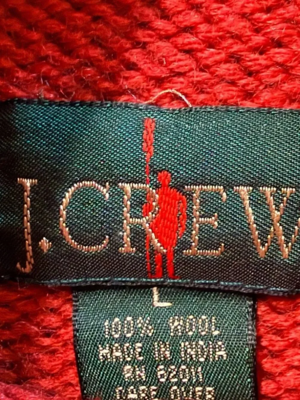 J. Crew 90s Vintage Roll Neck Pullover Sweater rollneck Red Chunky Wool Large